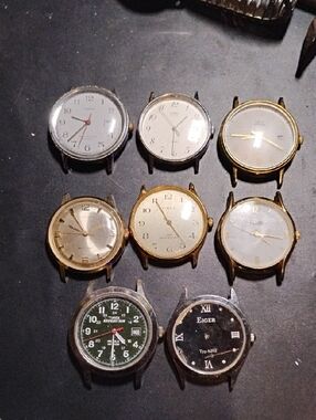(8) Assorted Vintage Timex Watch Faces - Gold, Silver, Black, Green